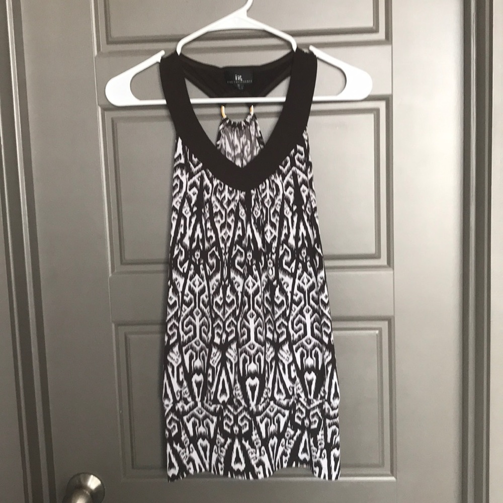 Dark brown & white printed razorback